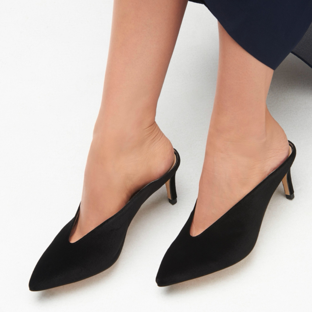 L.K. BENNETT black velvet mules, size 39 EU